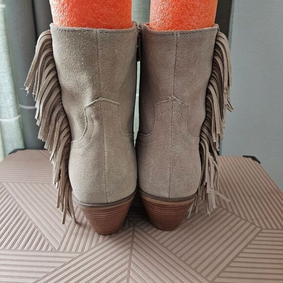 Coconuts by Matisse Booties Ankle Fringe Jane Tan Suede Heeled Boots Casual - Picture 5 of 12